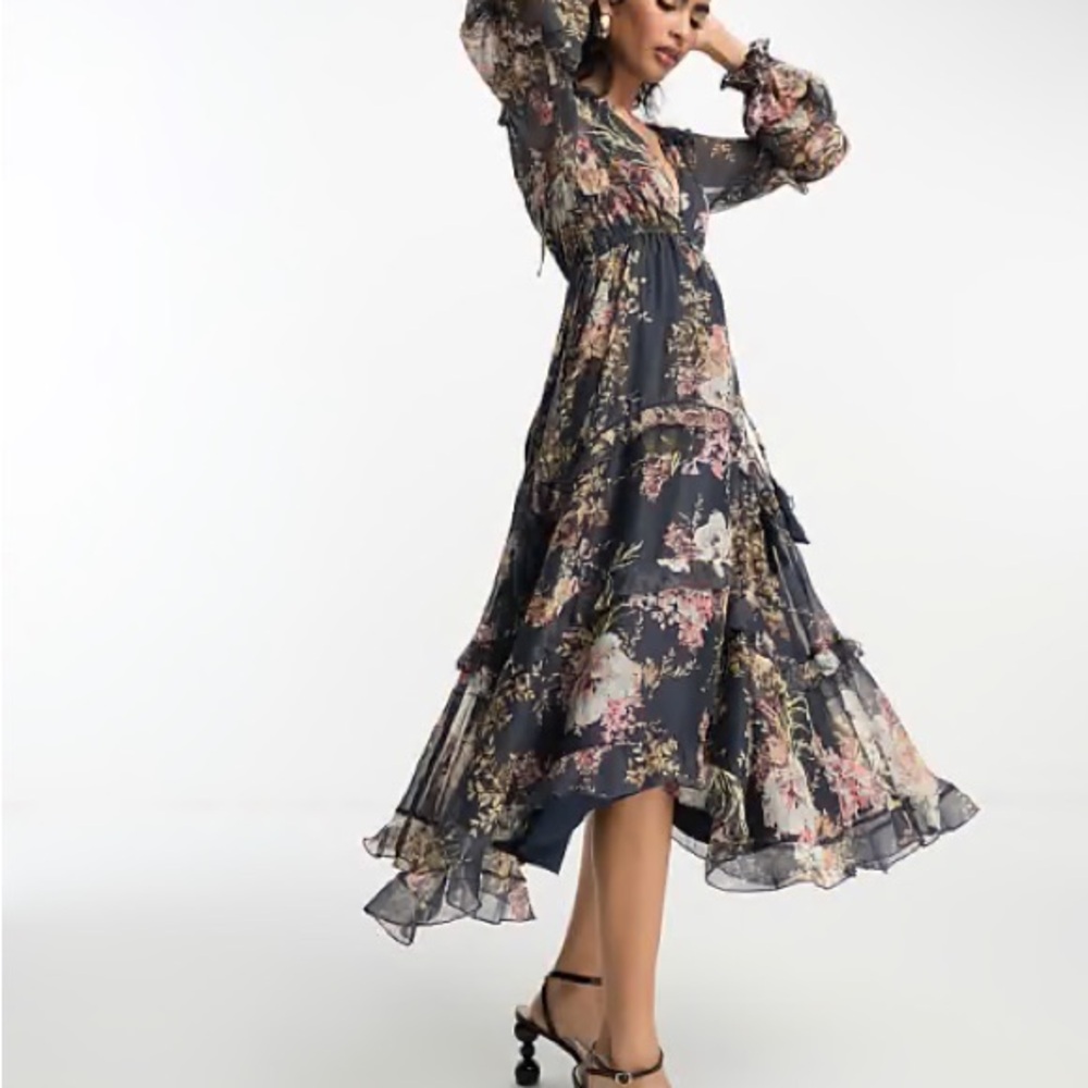 Floral Chiffon Maxi Dress - Picture 2 of 3